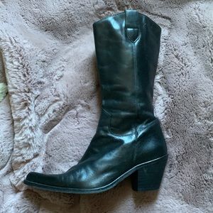 Sixtyseven black mid calf leather cowboy boots